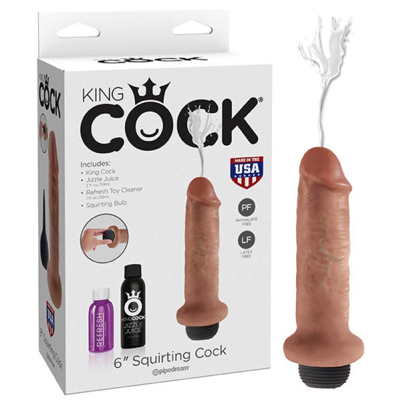 King Cock 6 inch Squirting Dildo - Tan